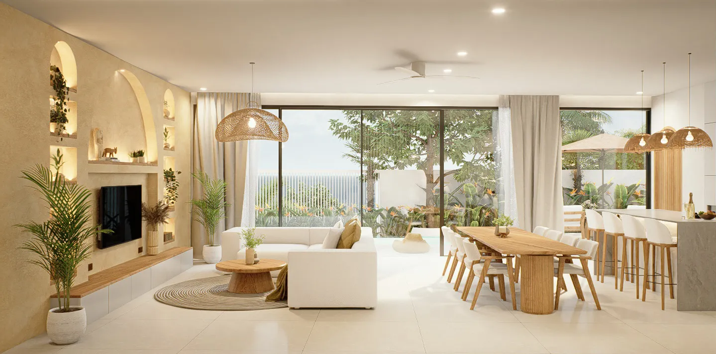 An effortless, light-filled living space inside a LIMEANA villa