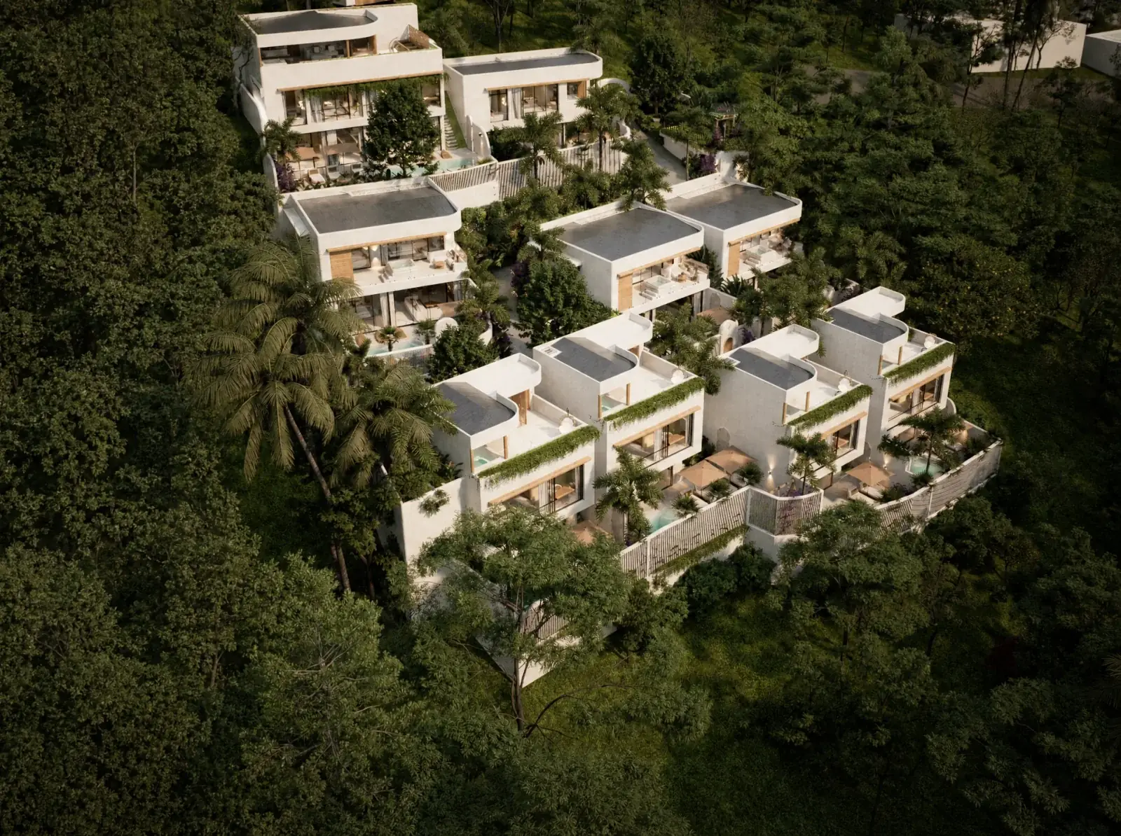 The finished LIMEANA resort, built into the same hillside